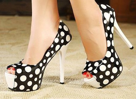 black & white high heel