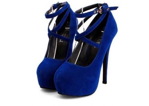Blue heavy sole high heel